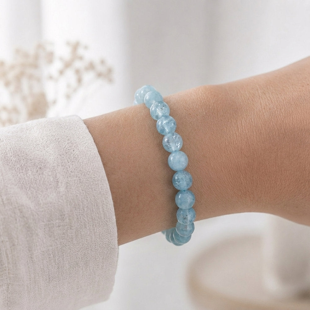 Bracelet "Bonheur" en Aigue-Marine