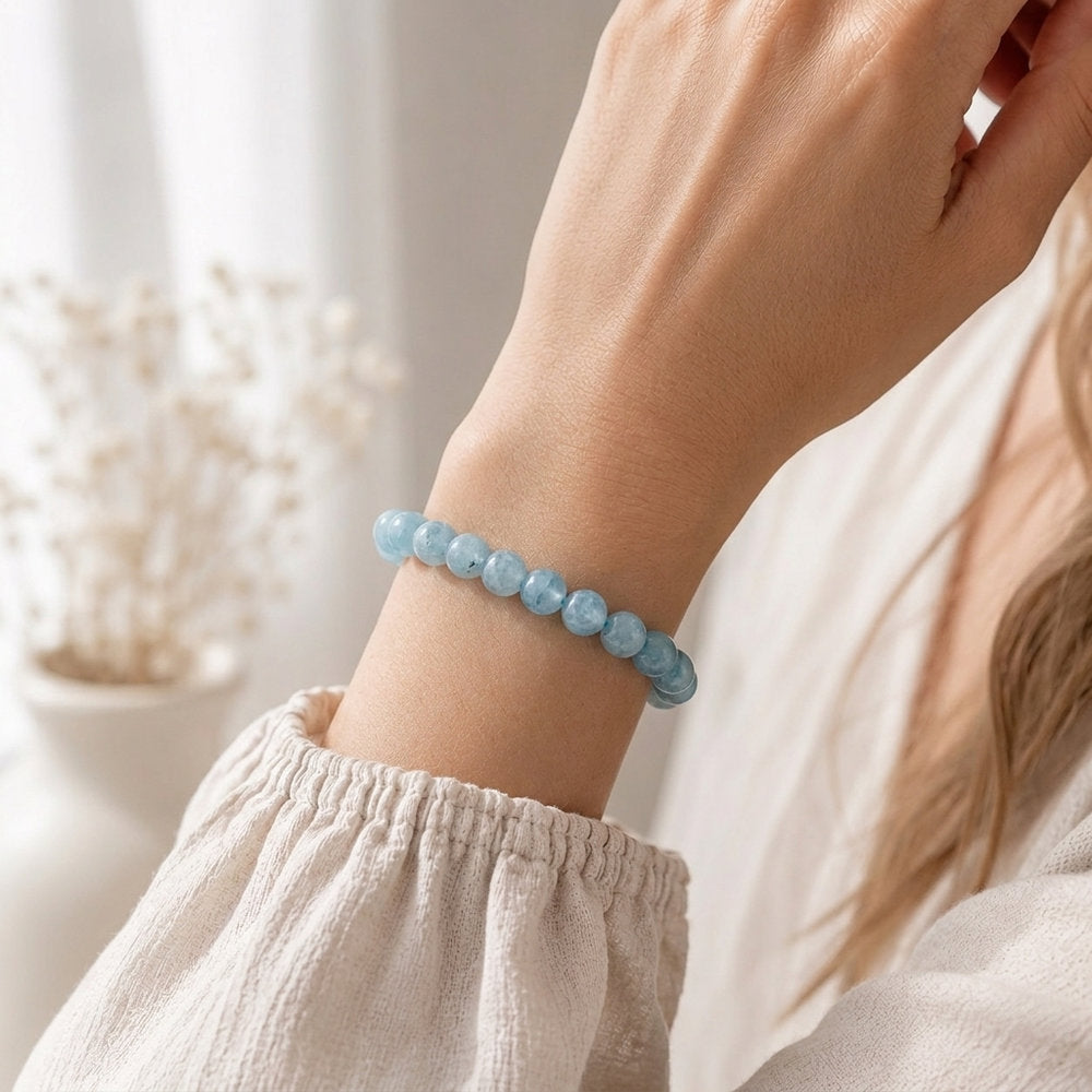 Bracelet "Bonheur" en Aigue-Marine