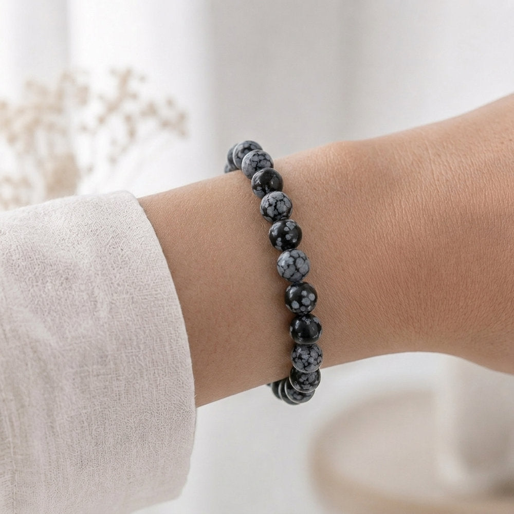 Bracelet "Spontanéité" en Obsidienne Neige