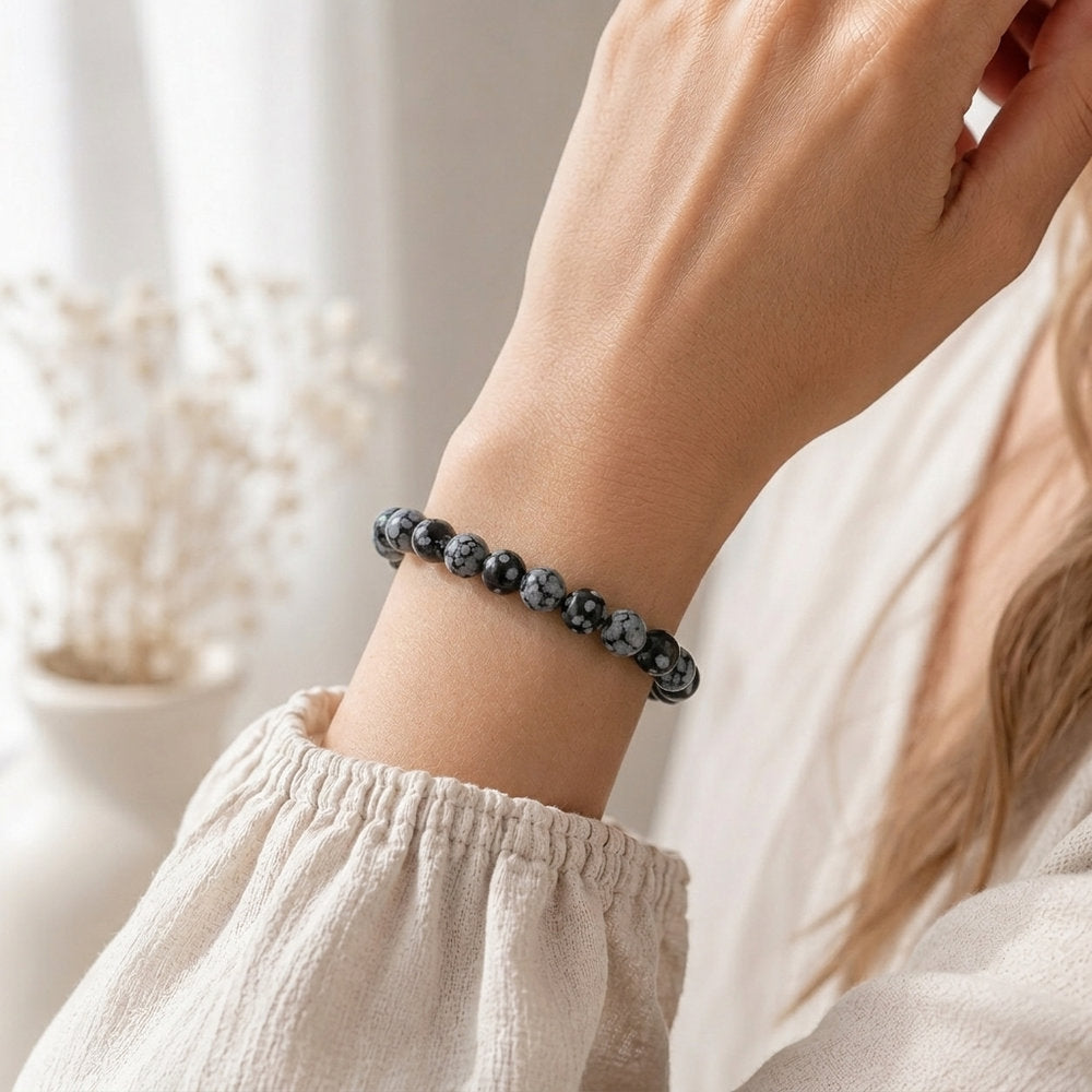 Bracelet "Spontanéité" en Obsidienne Neige