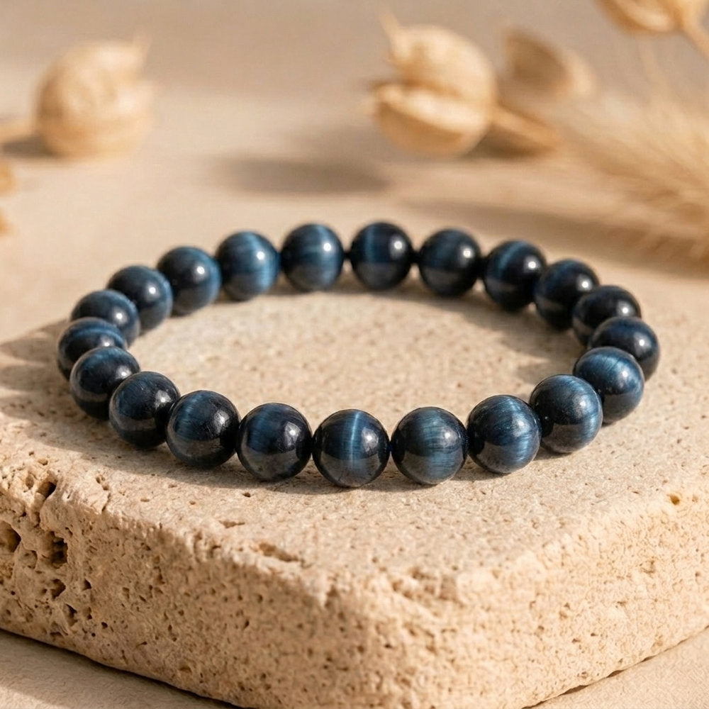 Bracelet "Confiance" en Oeil-de-Tigre Bleu