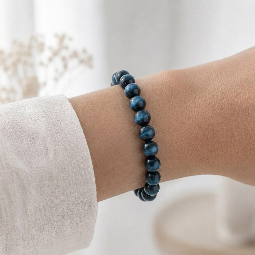 Bracelet "Confiance" en Oeil-de-Tigre Bleu