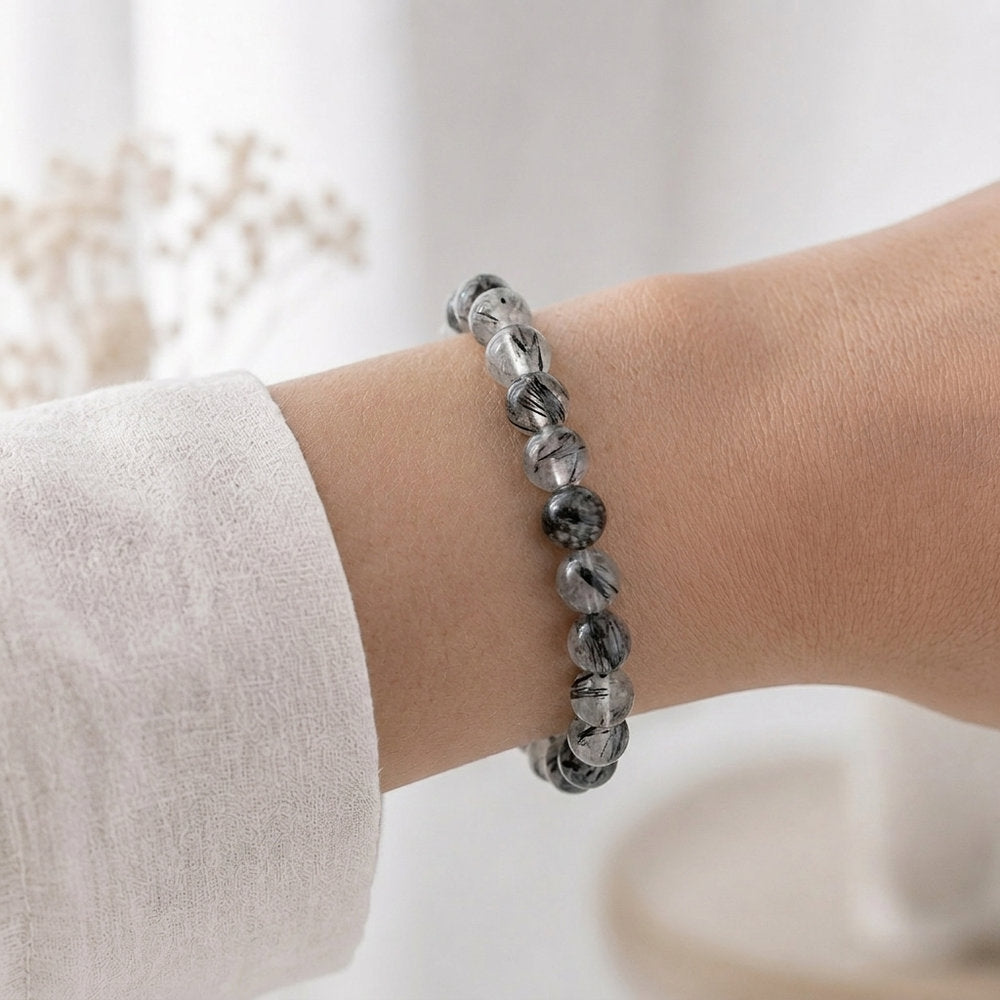 Bracelet "Purification et Protection" en Quartz & Tourmaline Noire