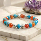 Bracelet "Bien-Être et Chance" en Régalite Bleue & Cornaline
