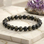 Bracelet "Bouclier" en Obsidienne Dorée