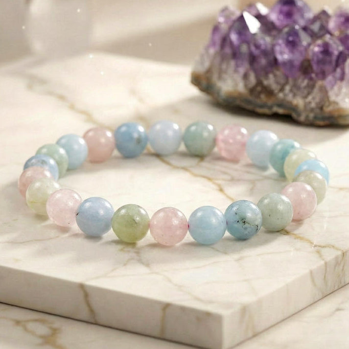 Bracelet "Attirance" en Morganite & Aigue-Marine
