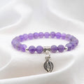 Bracelet "Sagesse" en Améthyste & Feuille Argent 925- Pièce Bijouterie -