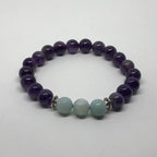 Bracelet "Apaisement & Sagesse" en Amazonite & Améthyste - Les Pierres du Bien-Être