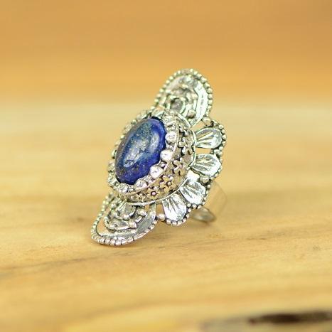 Bague "Contrôle" Stena en Lapis Lazuli (réglable) - lespierresdubienetre