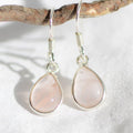 Boucles d'oreilles "Amour" en Quartz Rose Goutte (Argent 925)
