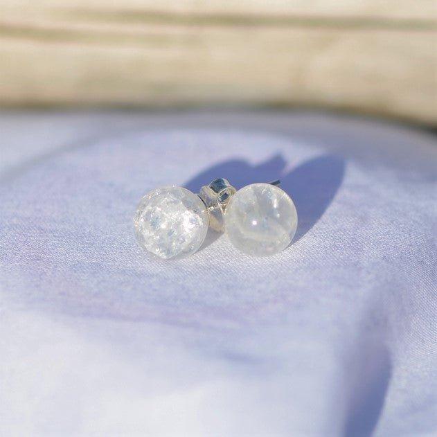 Boucles d'oreilles "Amplificateur" en Quartz Brisé (Cristal de Roche) (Argent 925) - lespierresdubienetre