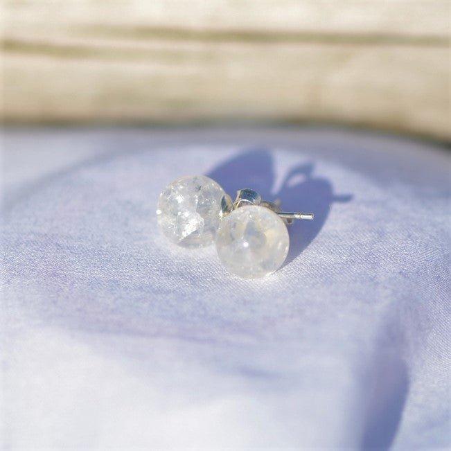 Boucles d'oreilles "Amplificateur" en Quartz Brisé (Cristal de Roche) (Argent 925) - lespierresdubienetre