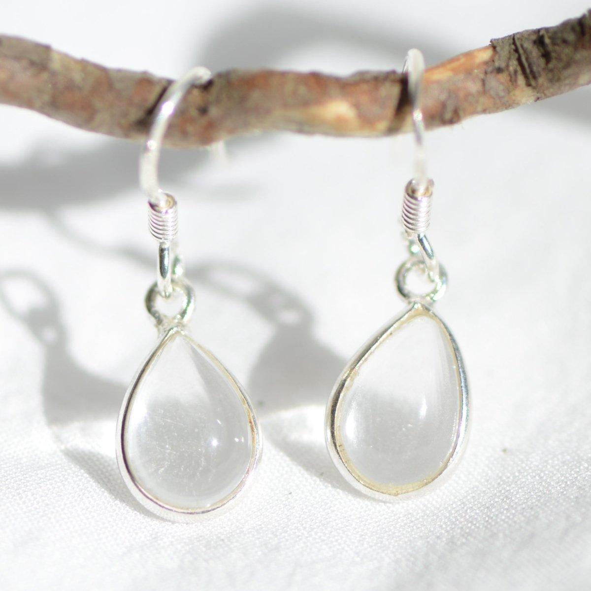 Boucles d'oreilles "Amplificateur" en Quartz (Cristal de Roche) Goutte (Argent 925) - lespierresdubienetre