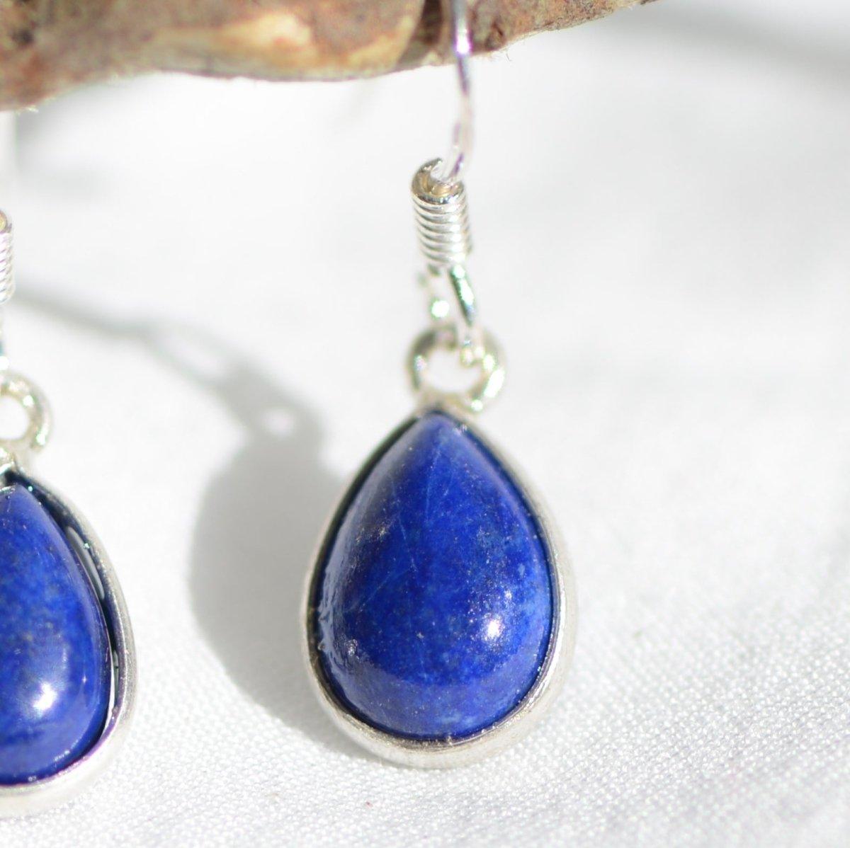 Boucles d'oreilles "Contrôle" en Lapis Lazuli Goutte (Argent 925) - lespierresdubienetre
