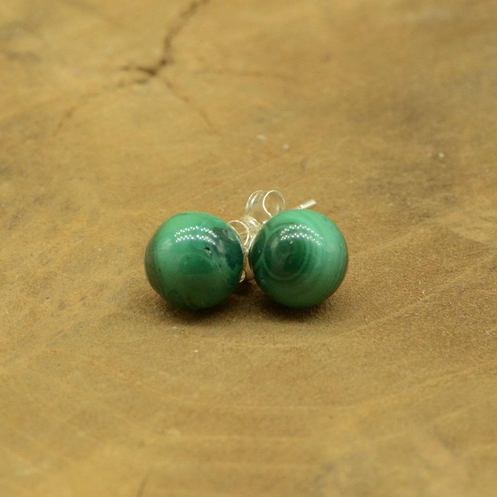 Boucles d'oreilles "Paix" en Malachite (Argent 925) - lespierresdubienetre