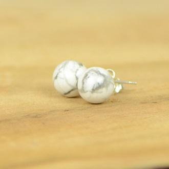 Boucles d'oreilles "Patience" en Howlite (Argent 925) - lespierresdubienetre