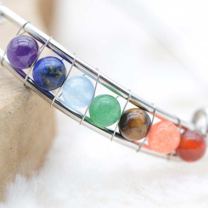 Bracelet "Accord des 7 Chakras" Argenté - lespierresdubienetre