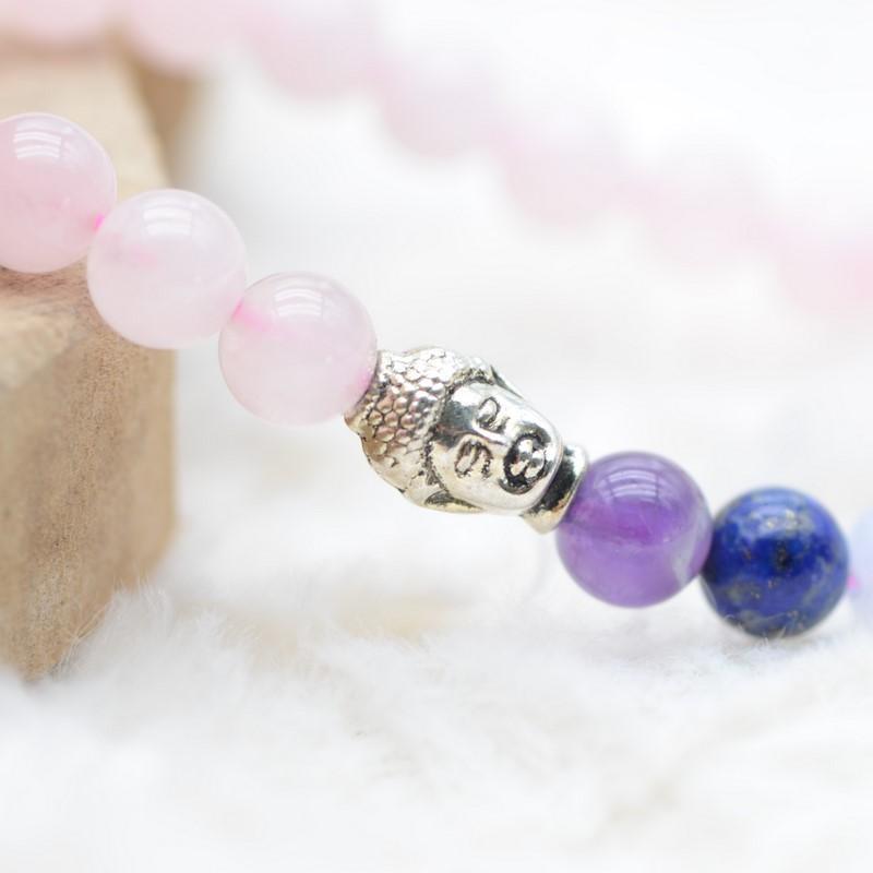 Bracelet "Amour des 7 Chakras" en Quartz Rose - lespierresdubienetre