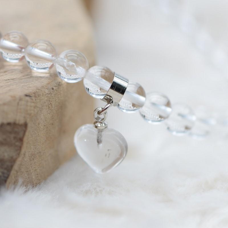 Bracelet "Amplificateur" en Cristal de Roche (Cœur en Quartz) - lespierresdubienetre