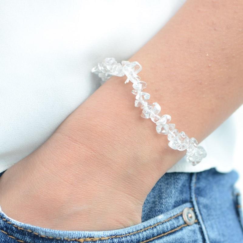 Bracelet "Amplificateur" en Quartz (Cristal de Roche) Chip - lespierresdubienetre