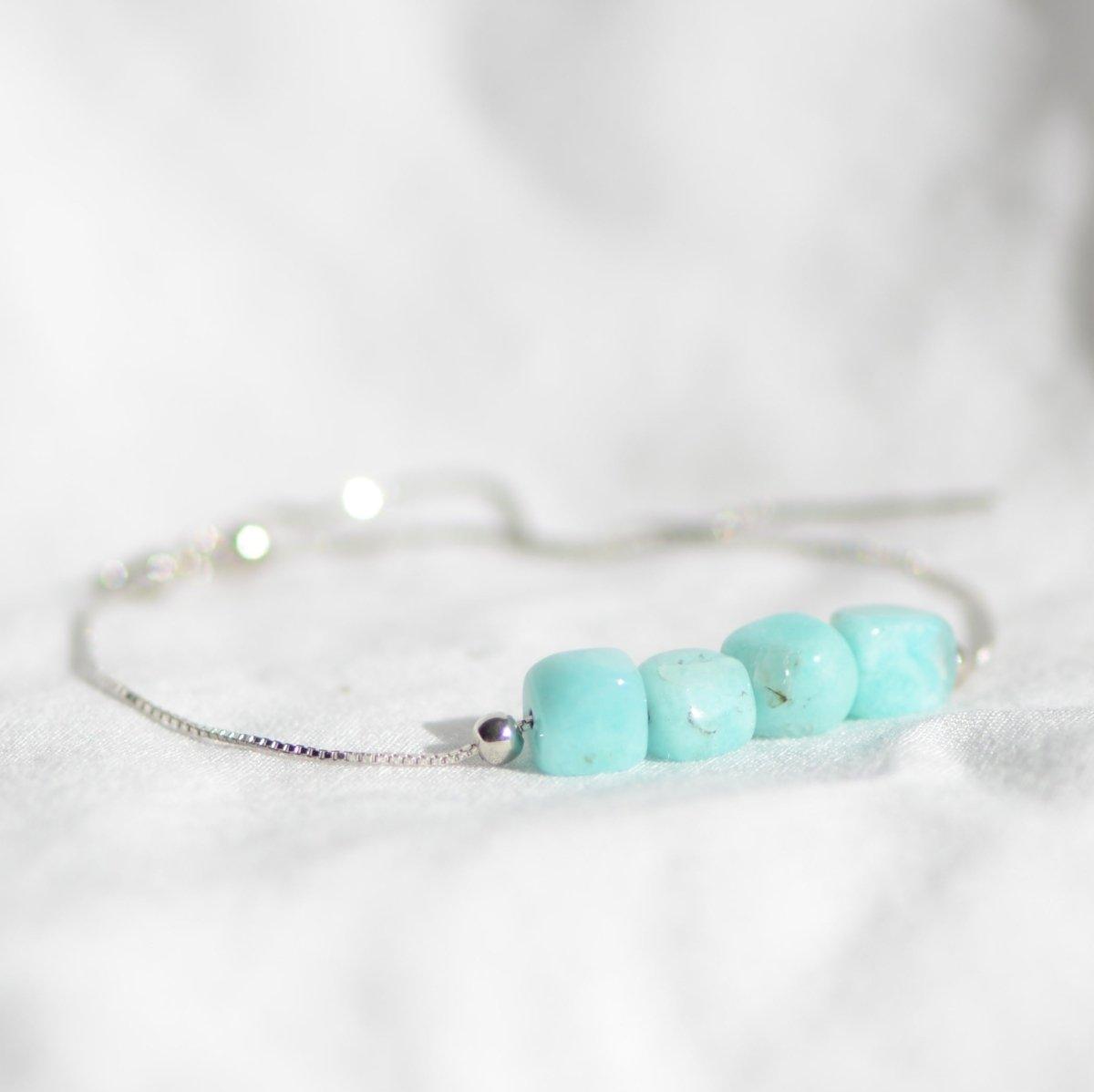 Bracelet "Apaisement" en Amazonite & Argent 925- Pièce de Bijouterie - lespierresdubienetre