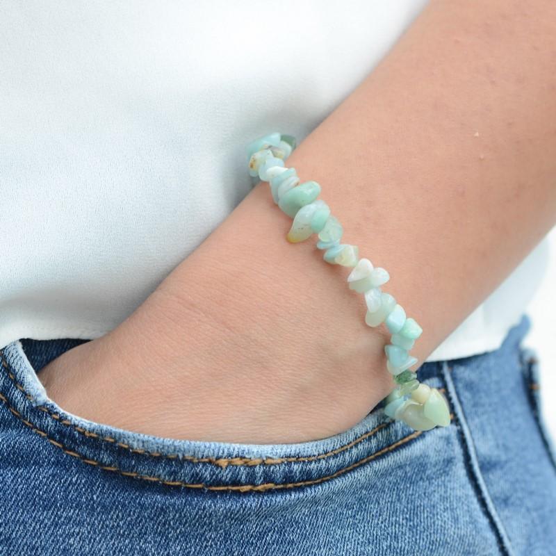 Bracelet "Apaisement" en Amazonite du Brésil Chip - lespierresdubienetre