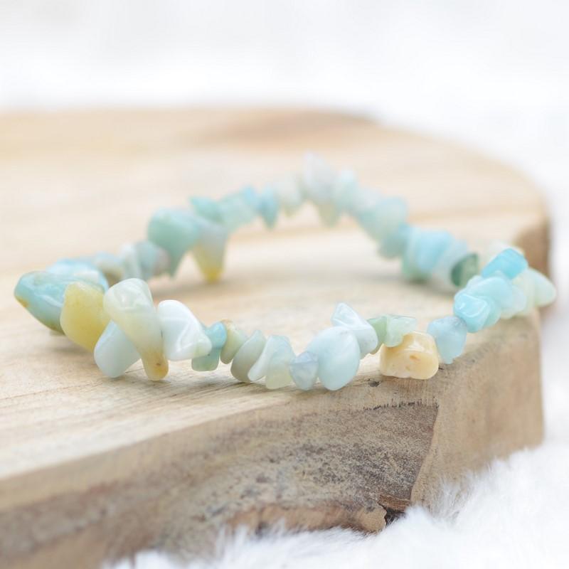 Bracelet "Apaisement" en Amazonite du Brésil Chip - lespierresdubienetre