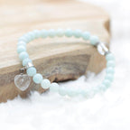Bracelet "Apaisement" en Amazonite du Brésil (Coeur en Quartz) - lespierresdubienetre