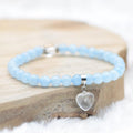 Bracelet "Bonheur" en Aigue-Marine (Coeur en Quartz)