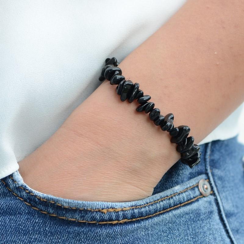 Bracelet "Bouclier" en Obsidienne Œil Céleste Chip - lespierresdubienetre