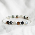 Bracelet "Confiance et Protection" en Oeil de Tigre, Labradorite et Tourmaline & Argent 925 - Pièce de Bijouterie -