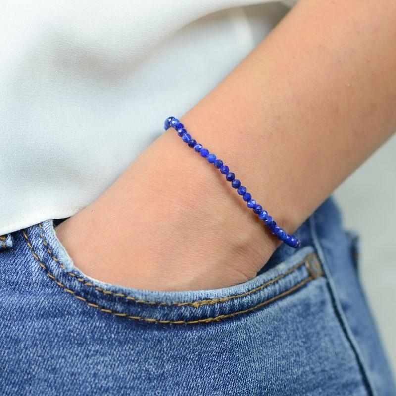 Bracelet "Contrôle" en Lapis Lazuli à facettes - lespierresdubienetre