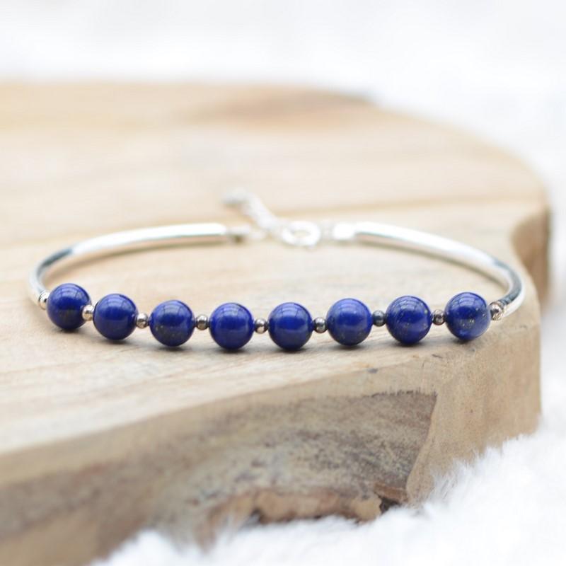Bracelet "Contrôle" en Lapis Lazuli & Argent 925 - Pièce de Bijouterie - lespierresdubienetre