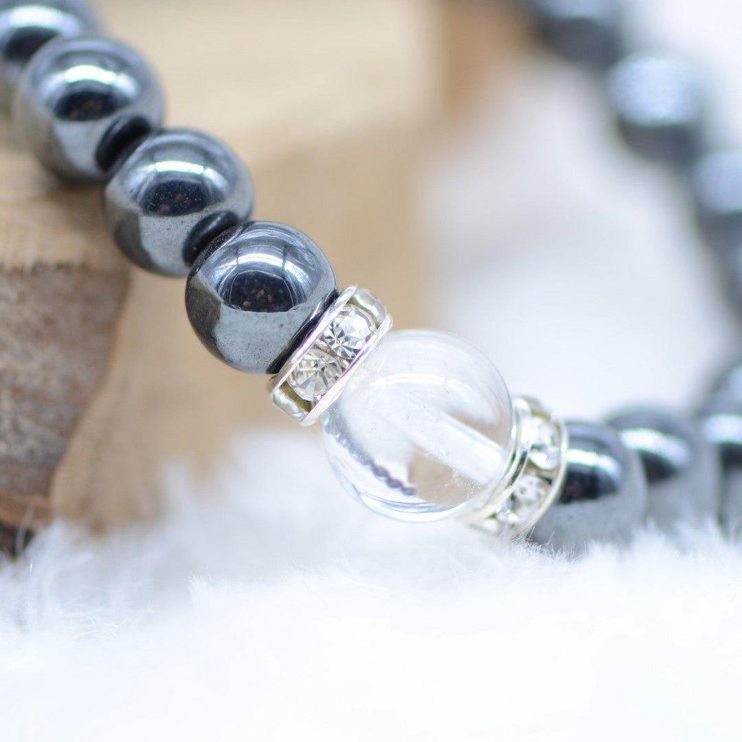 Bracelet Cristal "Dissipation" en Hématite - lespierresdubienetre