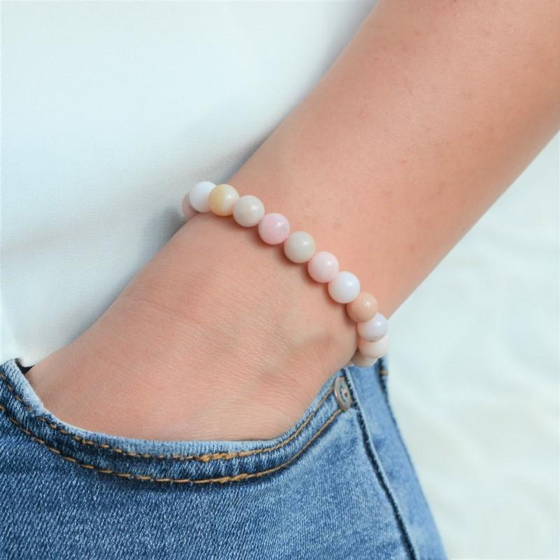 Bracelet "Douceur" en Opale Rose - lespierresdubienetre