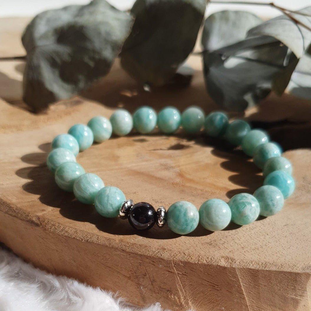 Bracelet "Duo Apaisant" en Amazonite & Grenat - lespierresdubienetre