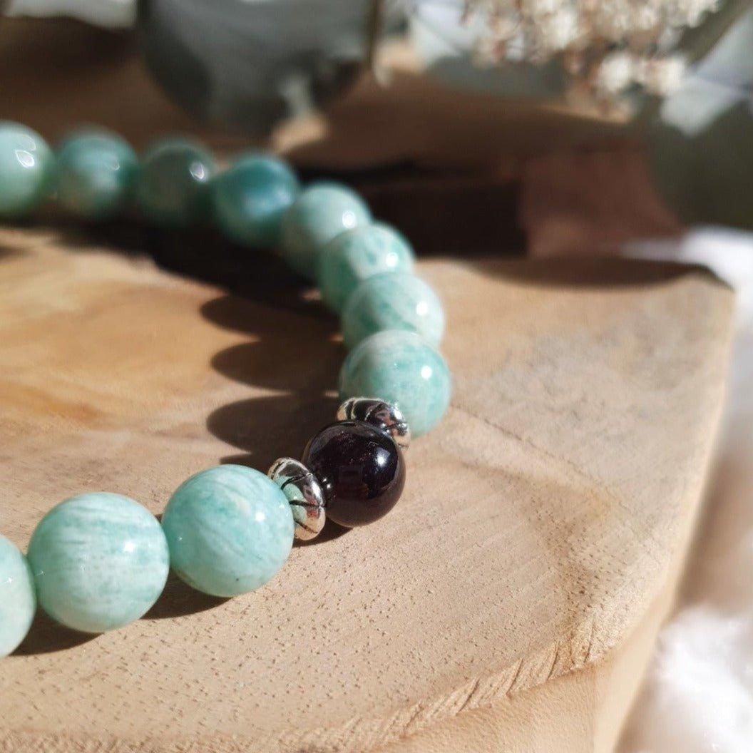 Bracelet "Duo Apaisant" en Amazonite & Grenat - lespierresdubienetre