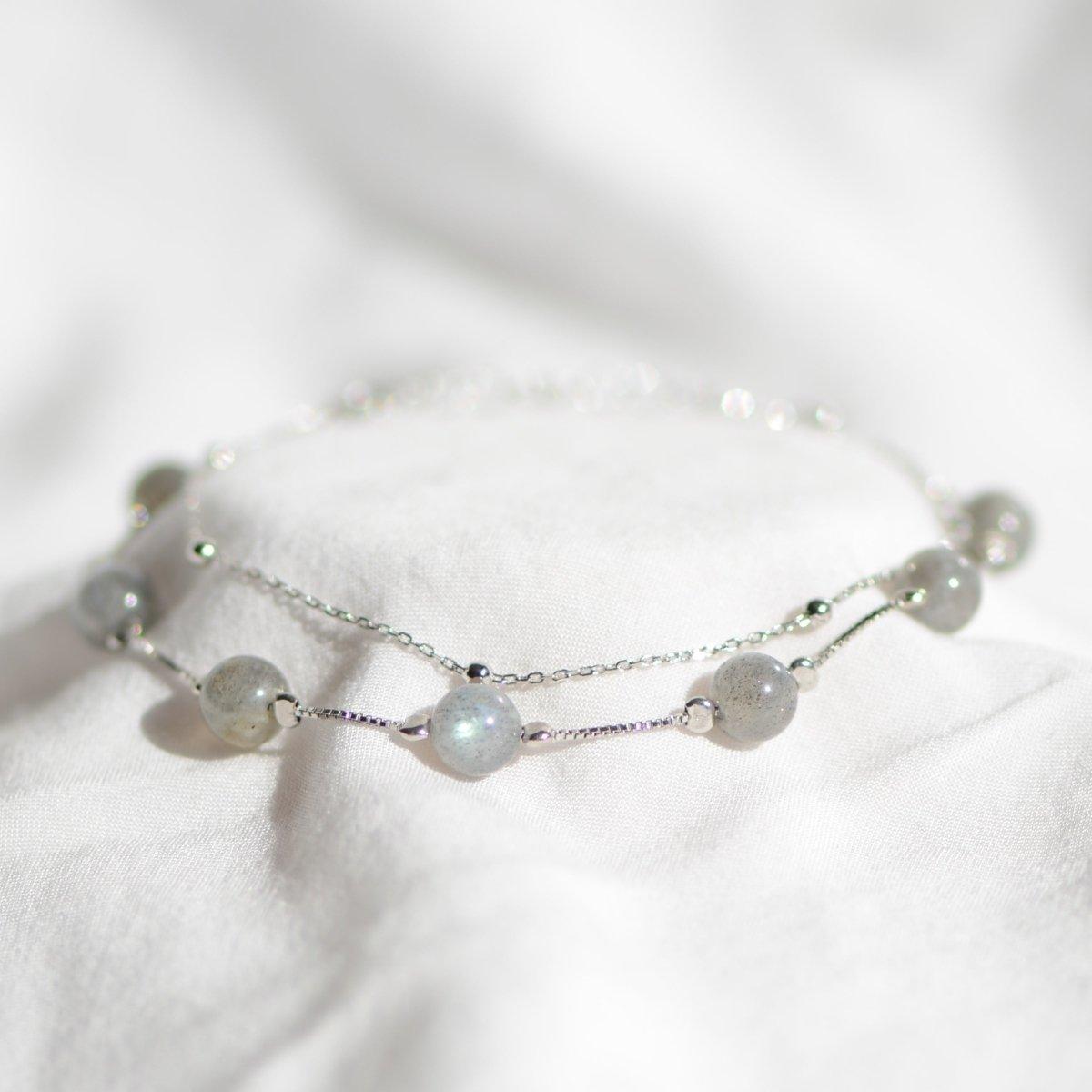 Bracelet en Argent 925 "Protection" en Labradorite - Pièce de Bijouterie - lespierresdubienetre