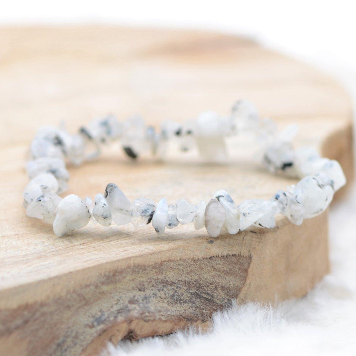 Bracelet "Féminité" en Pierre de Lune Blanche Chip - lespierresdubienetre