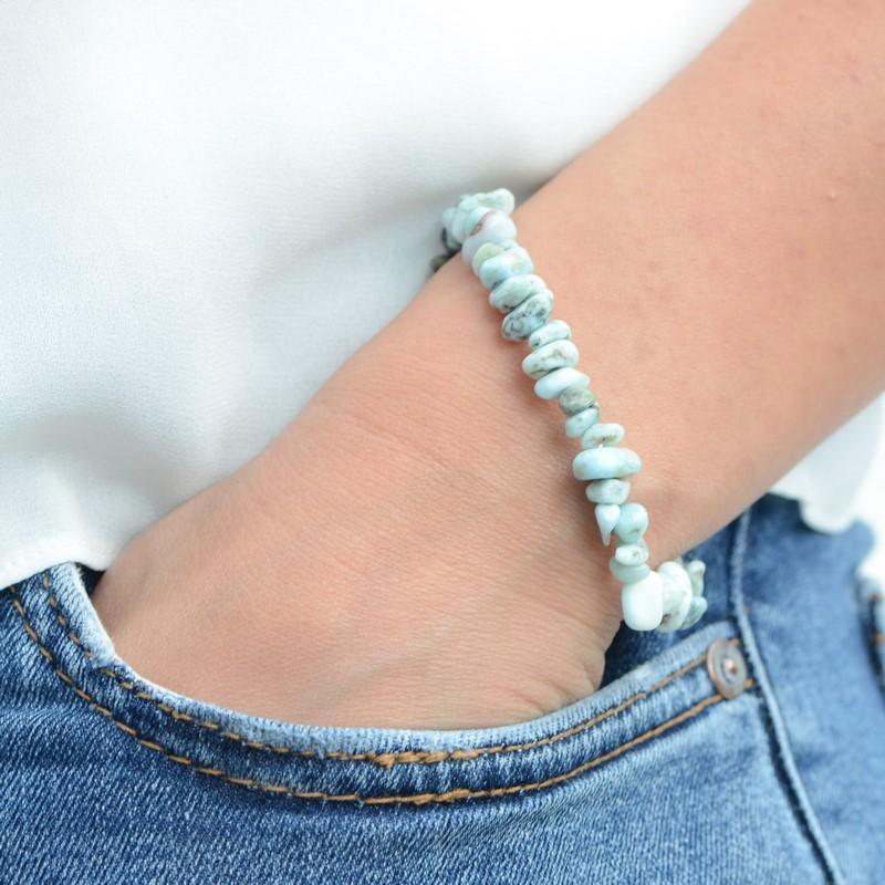 Bracelet "Harmonie" en Larimar Chip - lespierresdubienetre