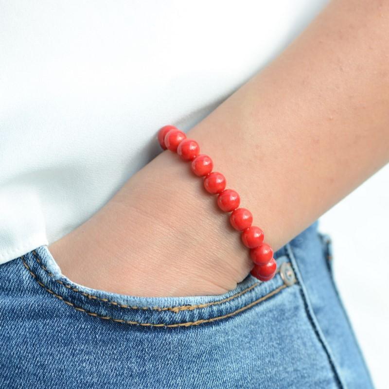 Bracelet "Intuition" en Corail Rouge - lespierresdubienetre