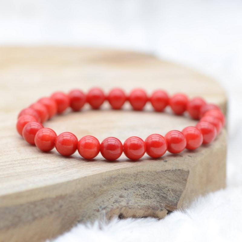 Bracelet "Intuition" en Corail Rouge - lespierresdubienetre