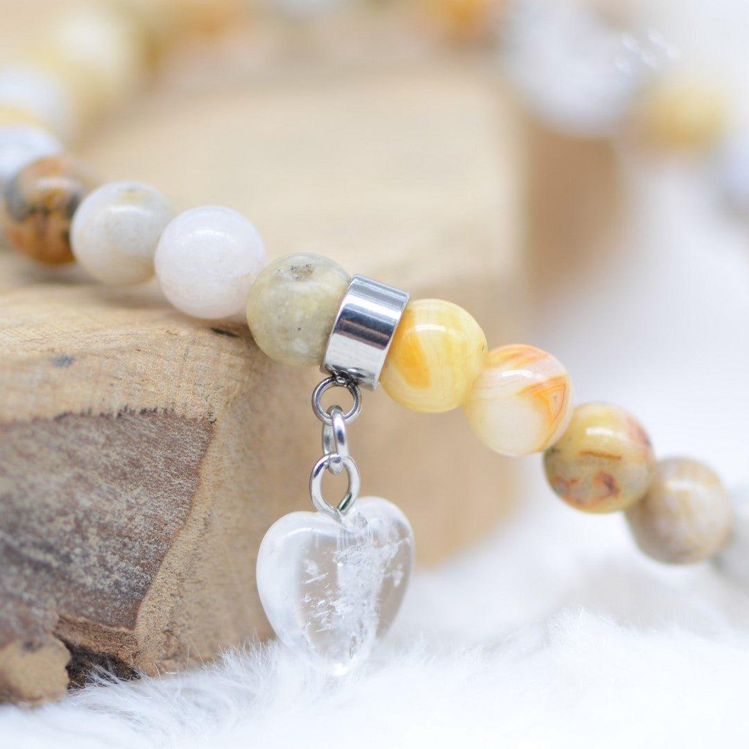 Bracelet "Joie" en Agate Crazy Lace (Cœur en Quartz) - lespierresdubienetre