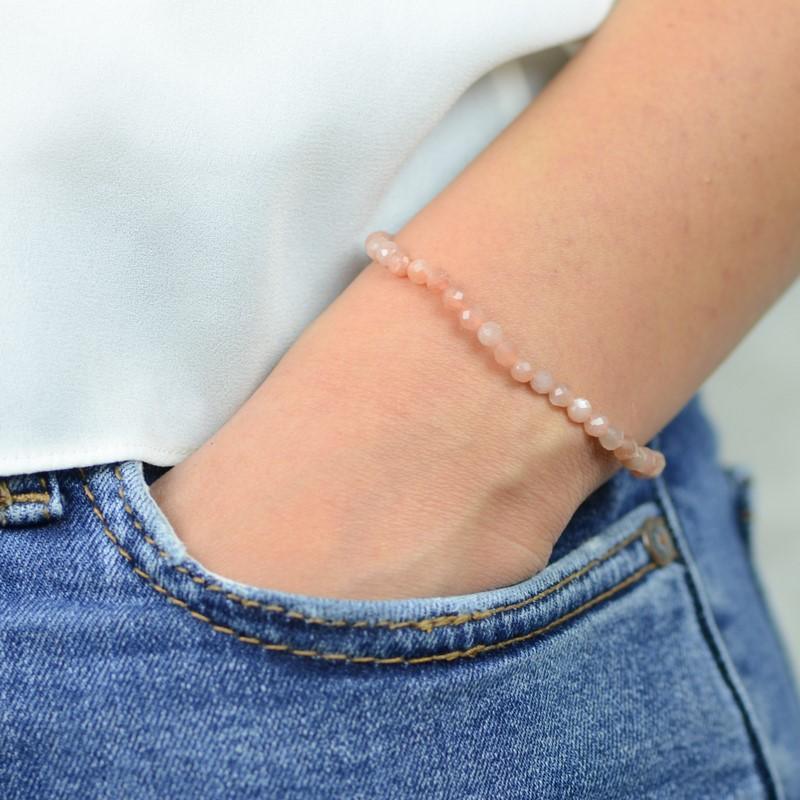 Bracelet "Optimisme" en Pierre de Soleil à facettes - lespierresdubienetre