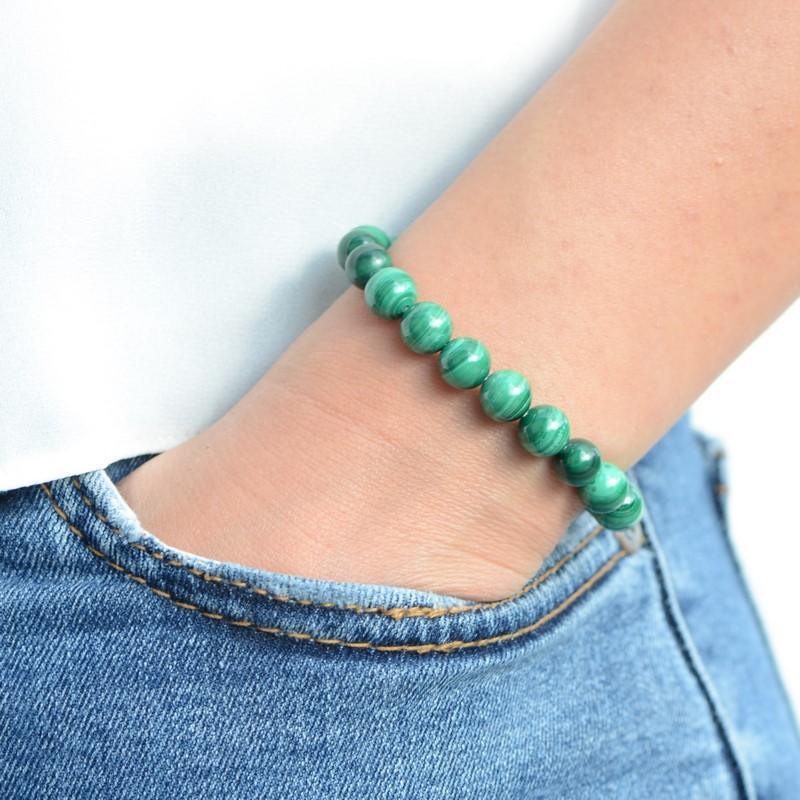 Bracelet "Paix" en Malachite - lespierresdubienetre