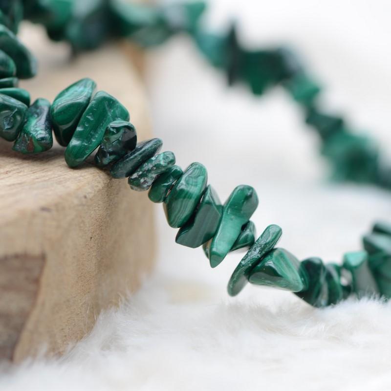 Bracelet "Paix" en Malachite Chip - lespierresdubienetre