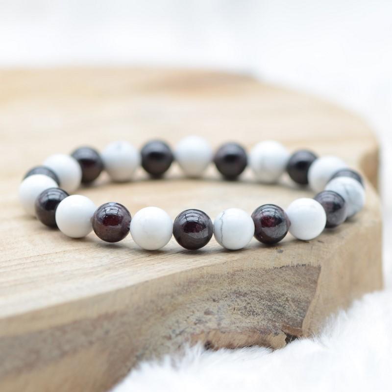 Bracelet Duo Amour & Distance en Howlite & Pierre de Lave