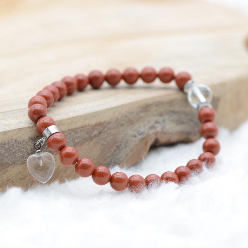 Bracelet "Protecteur" en Jaspe Rouge (Cœur en Quartz ou Pierre) - lespierresdubienetre