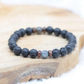 Bracelet "Protection & Reconstruction" en Labradorite & Pierre de Lave Homme