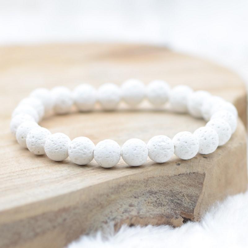 Bracelet "Reconstruction" en Pierre de Lave Blanche - lespierresdubienetre